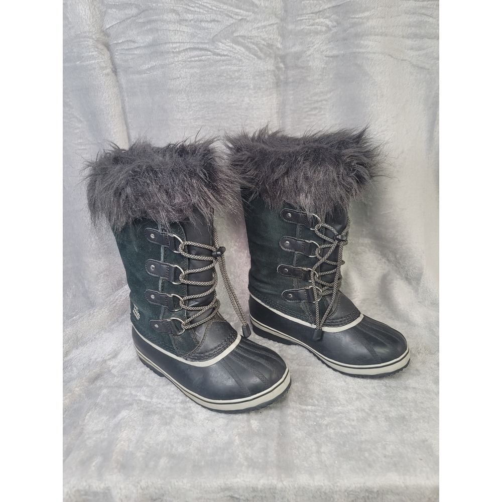 Sorel Joan of Arctic Waterproof Faux Fur Boots Snow Bunny Green Size 4 Apres Ski